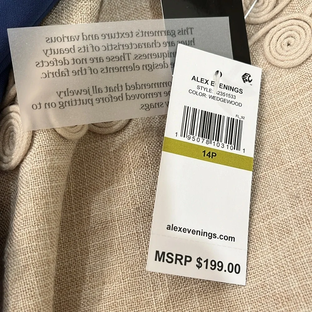 Alex Evenings Wedgewood Satin Petite Surplice Neckline Ballgown/NWT/14P - Picture 8 of 15